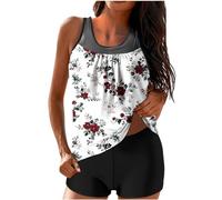 Badeanzug Damen Große Größe High Waist Swimsuits Sets Bauchweg Elegant Badeanzüge Tankini Oberteil mit Shorts Bescheidene Badekleid Sommer Große Größen Badebekleidung für Strand Ferien 2026