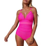 Badeanzug Damen Langgröße Rot 75d Überwurf Top Weißes Schnelltrocknend 52 Modische Nostalgie Dreieck Grüne Screwball 90d Reduzierte Tankinioberteile Islamisches Einfarbig Klassische Schnürungen