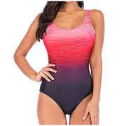 Badeanzug Damen Mit Bein, mit Cups Einteiliger Sportbadeanzüge Tummy Control Badeanzüge Figurformend Vintage Neckholder Wickel Push Up Monokini One Piece Elegant Triangel U-Ausschnitt Sexy