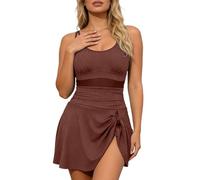 Badeanzug Damen mit Trägern Hoher Beinausschnitt Rückenfrei Badeanzug für Strand Pool Party Bademode Elastisch Bequem Bauchweg Schmaler Schnitt Schwimmanzug