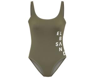 Badeanzug ELBSAND "Deep", Damen, Gr. 36, Cup A/B, grün (olive), Recycling-Polyamid, kontrastfarbene Details, unifarben, Badeanzüge Badeanzug, mit Logo in Kontrastfarbe (41626364-36) olive