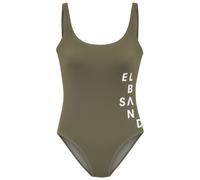 Badeanzug ELBSAND "Deep", Damen, Gr. 46, Cup C/D, grün (olive), Recycling-Polyamid, kontrastfarbene Details, unifarben, Badeanzüge Badeanzug, mit Logo in Kontrastfarbe (27991953-46) olive
