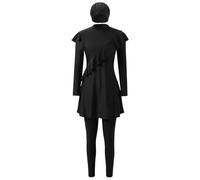Badeanzug für Damen, Ganzkörper-Badeoberteil, langärmelig, Hijab, bescheidene Badebekleidung für Fitnessstudio, Outdoor, Wakeboarden, Tauchen, Wassersport, Pool, Surfen, Schwarz , L