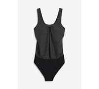 Badeanzug BONPRIX, Damen, Gr. 50, N-Gr, schwarz, weiß gepunktet, Obermaterial: 80% Polyamid, 20% Elasthan. Futter: 100% Polyester, Badeanzüge Badeanzug, mit Unterbrustgummi für Halt, mit Futter aus Po