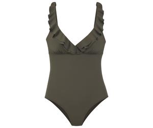 Badeanzug JETTE, Damen, Gr. 38, Cup C, grün (oliv), Polyamid, Badeanzüge Badeanzug, mit eleganter Rüsche und Shaping-Effekt (78057325-38) oliv