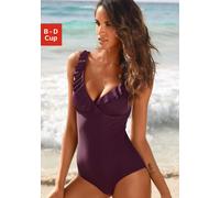 JETTE Badeanzug, mit eleganter Rüsche 42, Cup D rot Damen Badeanzüge Damenbademode Badeanzug 42, Cup D bordeaux