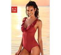JETTE Badeanzug, mit eleganter Rüsche 44, Cup D rot Damen Bekleidung Schwimmen Sportarten Badeanzüge 44, Cup D rostrot