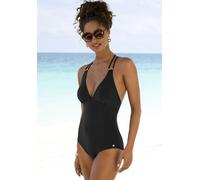 Badeanzug JETTE "Giulia", Damen, Gr. 42, Cup C/D, schwarz, Polyamid, leicht glänzend, Badeanzüge Badeanzug, mit goldfarbener Glanzbeschichtung und Accessoires (21268627-42) schwarz