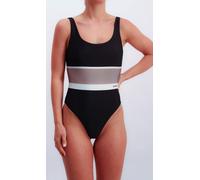 Badeanzug JOOP "Colourblock", Damen, Gr. 40, N-Gr, schwarz, Microfaser, Obermaterial: 82% Polyamid, 18% Elasthan, unifarben, Badeanzüge Badeanzug, Colourblocking-Design, tiefer Rückenausschnitt (19148