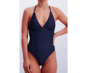 Badeanzug JOOP "Cortina", Damen, Gr. 40, N-Gr, blau (navy aop), Microfaser, Obermaterial: 83% Polyamid, 17% Elasthan, Badeanzüge Badeanzug, Cornflower-Design, leicht wattiert (11783614-40) navy aop