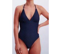 Badeanzug JOOP "Cortina", Damen, Gr. 44, N-Gr, blau (navy aop), Microfaser, Obermaterial: 83% Polyamid, 17% Elasthan, Badeanzüge Badeanzug, Cornflower-Design, leicht wattiert (11783614-44) navy aop