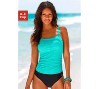 Badeanzug KANGAROOS Gr. 52, Cup E, grün (türkis, bedruckt) Damen Badeanzüge Ocean Blue in Melange- Optik (466334-52)