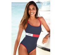 Badeanzug KANGAROOS "Energy", Damen, Gr. 44, N-Gr, blau (marine), Xtra Life LYCRA, Colorblocking, Farbeinsätze, Badeanzüge Badeanzug, in sportlichem Design und mit Logo-Schriftzug (50030743-44) marine