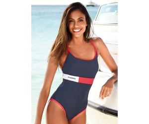 Badeanzug KANGAROOS "Energy", Damen, Gr. 44, N-Gr, blau (marine), Xtra Life LYCRA, Colorblocking, Farbeinsätze, Badeanzüge Badeanzug, in sportlichem Design und mit Logo-Schriftzug (50030743-44) marine