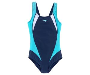 Badeanzug KANGAROOS, Mädchen, Gr. 116, N-Gr, blau (marine), Polyamid, Badeanzüge Badeanzug, mit sportlichen Kontrasteinsätzen (742267-116) marine