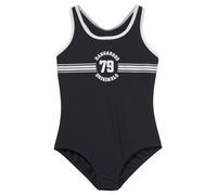 Badeanzug KANGAROOS "Sporty", Mädchen, Gr. 170/176, N-Gr, schwarz, Polyamid, kontrastfarbene Details, unifarben, Badeanzüge Badeanzug, mit sportlichem Frontdruck (408344-170) schwarz