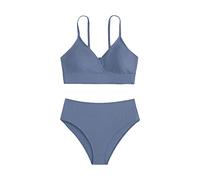 Badeanzug-Kleinkind-Mädchen Kleinkind Mädchen 2 Stück Badeanzug Sport High Waist Bikini Set ademode Badeanzug Nylon Anzug (X-Blue, 13-14 Years)