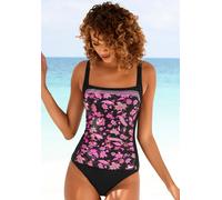 Badeanzug LASCANA Gr. 38, Cup D, bunt (schwarz, pink) Damen Badeanzüge (58889061-38) schwarz, pink
