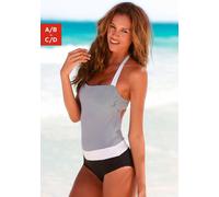 LASCANA Badeanzug, mit filigranen Streifen 40, Cup A/B schwarz Damen Black White Trends Damenbademode Badeanzug 40, Cup A/B schwarz, weiß