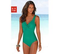 Badeanzug LASCANA, Damen, Gr. 40, Cup C, blau (petrol), Polyamid, unifarben, Badeanzüge Badeanzug, mit Shaping-Einsatz vorn, eingearbeitete Softcups, mit Raffungen, Topseller (706966-40) petrol