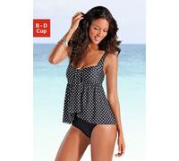 Badeanzug LASCANA Gr. 42, Cup C, schwarz-weiß (schwarz, weiß) Damen Badeanzüge Ocean Blue mit gerafftem Oberteil und Shaping-Effekt (229960-42)