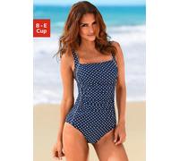 Badeanzug LASCANA, Damen, Gr. 44, Cup B, blau (marine, weiß), Polyamid, gepunktet, Badeanzüge Badeanzug, im Pünktchen-Design mit Shaping-Effekt (775764-44) marine, weiß