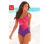 Lascana Damen Badeanzug mit Farbverlauf & Wickeloptik, Softcups, Shaping-Effekt für eine schöne Silhouette am Strand