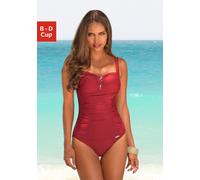Badeanzug LASCANA, Damen, Gr. 46, Cup D, rot, Polyamid, unifarben, Badeanzüge, mit Pailletten-Verzierung und Shaping-Effekt, Topseller (622320-46) rot