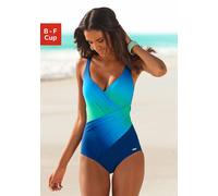 Lascana Damen Badeanzug mit Farbverlauf & Wickeloptik, Softcups, Shaping-Effekt für eine schöne Silhouette am Strand