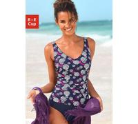 Badeanzug LASCANA Gr. 50, Cup C, blau (marine, bedruckt) Damen Badeanzüge (569036-50) marine, bedruckt