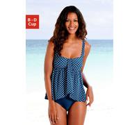 Badeanzug LASCANA, Damen, Gr. 52, Cup C, blau (marine, weiß), Polyamid, gepunktet, Badeanzüge Badeanzug, mit gerafftem Oberteil und Shaping-Effekt (540294-52) marine, weiß