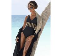 Badeanzug LASCANA "Elodie" Gr. 40, Cup B, goldfarben (schwarz, goldfarben) Damen Badeanzüge (82810329-40) schwarz, goldfarben