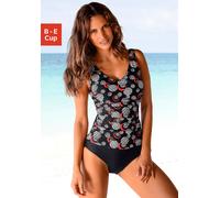 LASCANA Badeanzug, in Tankini-Optik 48, Cup B schwarz Damen Badeanzüge Damenbademode Badeanzug 48, Cup B schwarz, bedruckt