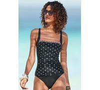 Badeanzug LASCANA "Kimer", Damen, Gr. 44, Cup C, schwarz (schwarz, bedruckt), Polyamid, bedruckt, gemustert, Badeanzüge Badeanzug, mit modernem Print und Shaping-Effekt (84447069-44) schwarz, bedruckt