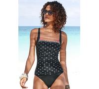 Badeanzug LASCANA "Kimer", Damen, Gr. 36, Cup B, schwarz (schwarz, bedruckt), Polyamid, bedruckt, gemustert, Badeanzüge Badeanzug, mit modernem Print und Shaping-Effekt (21592364-36) schwarz, bedruckt