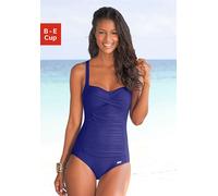 Badeanzug LASCANA "Saphir", Damen, Gr. 40, Cup C, blau, Polyamid, unifarben, Badeanzüge, mit Raffungen und Shaping-Effekt, Topseller (360406-40) blau