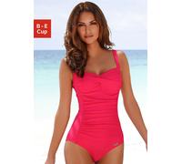 Badeanzug LASCANA "Saphir", Damen, Gr. 48, Cup D, rot, Polyamid, unifarben, Badeanzüge Badeanzug, mit Raffungen und Shaping-Effekt (553418-48) rot