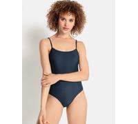 Badeanzug LSCN BY LASCANA "Gina", Damen, Gr. 42, Cup C/D, blau (marine), Recycling-Polyamid, unifarben, Badeanzüge Badeanzug, mit gebundenen Trägern im Rücken (72207563-42)