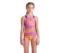 Arena - Girl's Multi Colours Swimsuit V Back - Badeanzug, Gr. 164, rosa (PlumMulti/Plum)