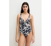 Badeanzug MARC O'POLO "Abstract Floral AOP", Damen, Gr. L, N-Gr, schwarz, weiß cotton print, Obermaterial: 84% Polyamid, 16% Elasthan, Badeanzüge Badeanzug (24612749-L) schwarz, weiß cotton print