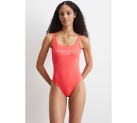 Badeanzug MARC O'POLO, Damen, Gr. XL, N-Gr, orange (sunset coral), Elasthan, Polyamid, unifarben, Badeanzüge Badeanzug, schnelltrocknend, tiefer Rücken, Logoschriftzug (59638002-XL) sunset coral