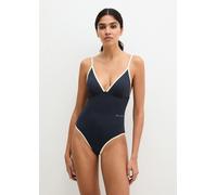 Badeanzug MARC O'POLO "Essentials", Damen, Gr. XL (46), N-Gr, schwarz navy, Obermaterial: 84% Polyamid, 16% Elasthan, Badeanzüge Badeanzug (15844018-XL) schwarz navy