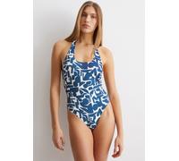 Badeanzug MARC O'POLO "Geo Print", Damen, Gr. L, N-Gr, murphy marine print, Obermaterial: 70% Polyamid, 30% Elasthan, gemustert, Badeanzüge Badeanzug, Neckholder, schnelltrocknend, tiefer Rückenaussch