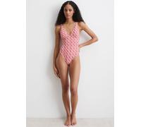 Badeanzug MARC O'POLO "Millefleur", Damen, Gr. M, N-Gr, millefleur print rot, Elasthan, Polyamid, gemustert, Badeanzüge Badeanzug, tiefer V-Ausschnitt, herausnehmbare Cups, doppellagig (45950515-M)