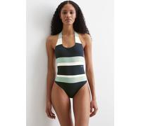 Badeanzug MARC O'POLO "Summer Stripes", Damen, Gr. M, N-Gr, blau (schwarz navy blockstripe), Obermaterial: 70% Polyamid, 30% Elasthan, gestreift, Badeanzüge Badeanzug, Neckholder, tiefer Rückenausschn