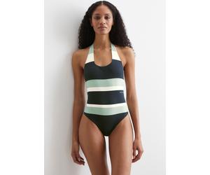 Badeanzug MARC O'POLO "Summer Stripes", Damen, Gr. S, N-Gr, blau (schwarz navy blockstripe), Obermaterial: 70% Polyamid, 30% Elasthan, gestreift, Badeanzüge Badeanzug, Neckholder, tiefer Rückenausschn