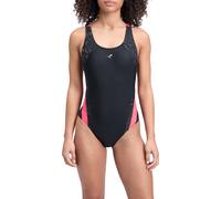 Badeanzug MCKINLEY "DA.-SCHWIMMANZUG NORA W", Damen, Gr. 36, N-Gr, schwarz, rot light, aop, Single Jersey, Polyamid, Colorblocking, unifarben, Badeanzüge Badeanzug, mit Schwimmerrücken, mit Front Lini
