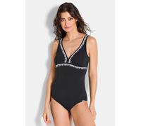 Badeanzug mit femininen Paspeln schwarz 38 C