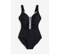 Badeanzug BONPRIX, Damen, Gr. 52, N-Gr, schwarz, weiß, Obermaterial: 80% Polyamid, 20% Elasthan. Futter: 100% Polyester, Badeanzüge Badeanzug, sportlicher Stil, mit kontrastfarbener Paspel, mit Elasth