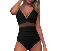 Badeanzug Mit Push Up Damen, Badeanzug Mit Körbchen, Push Up Tummy Control Badeanzüge Schwimmanzug Schlankheits Sommer Vintage Einteilige Bademode Badeanzüge Für Damen Bauchweg